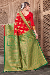 Red Banarasi Art Silk Woven Saree