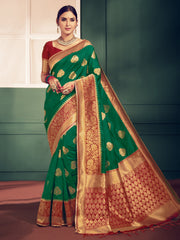 Green Banarasi Art Silk Woven Saree