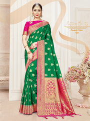Green Banarasi Art Silk Woven Saree
