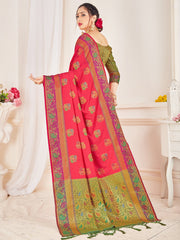 Peach Banarasi Art Silk Woven Saree