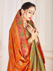 Orange Banarasi Art Silk Woven Saree