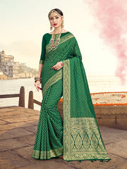 Green Banarasi Art Silk Woven Saree