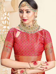 Red Banarasi Art Silk Woven Saree