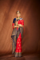 Red Banarasi Art Silk Woven Saree