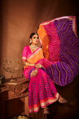 Pink Georgette Embroidery Saree