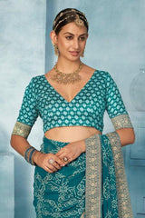 Sea Green Weightless Bandhani Print Saree