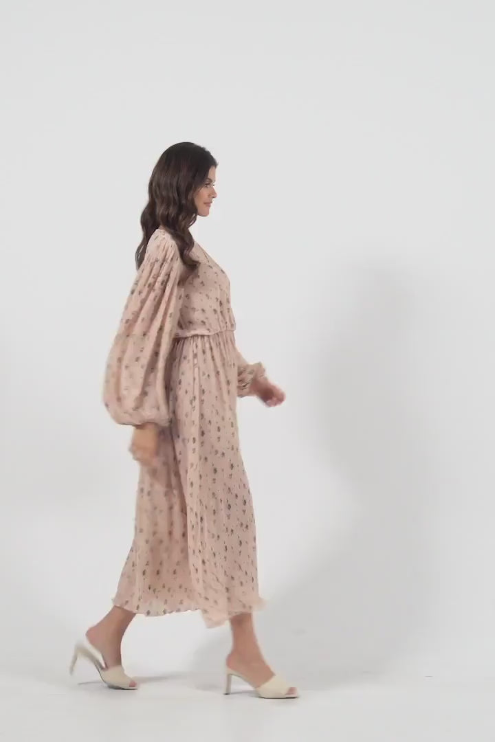 Ballon Sleeve Overlap Structured Dress