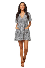 Robe en mousseline noire et blanche