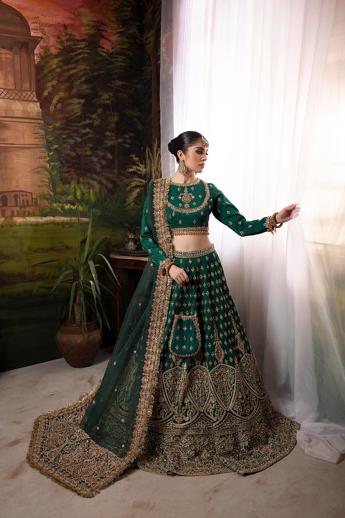 Green Raw Silk Hand Ready to Wear Lehenga Choli