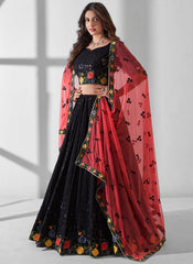 Black Georgette Sequins Embroidered Lehenga Choli