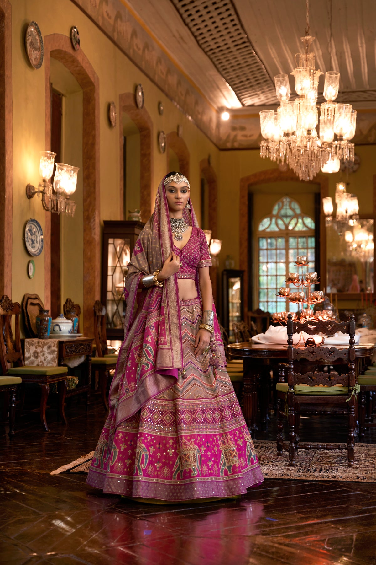 Hot Pink Silk Sparkle Lehenga Choli