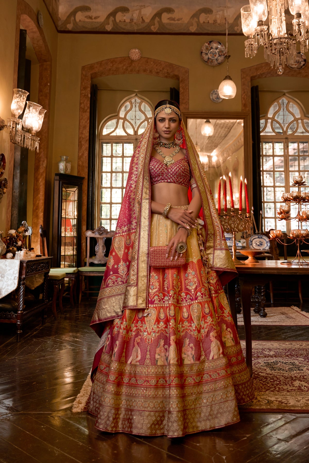 Peach Orange Silk Sparkle Lehenga Choli