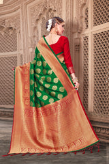 Green Banarasi Art Silk Woven Saree