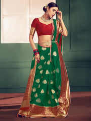 Green Banarasi Art Silk Woven Saree