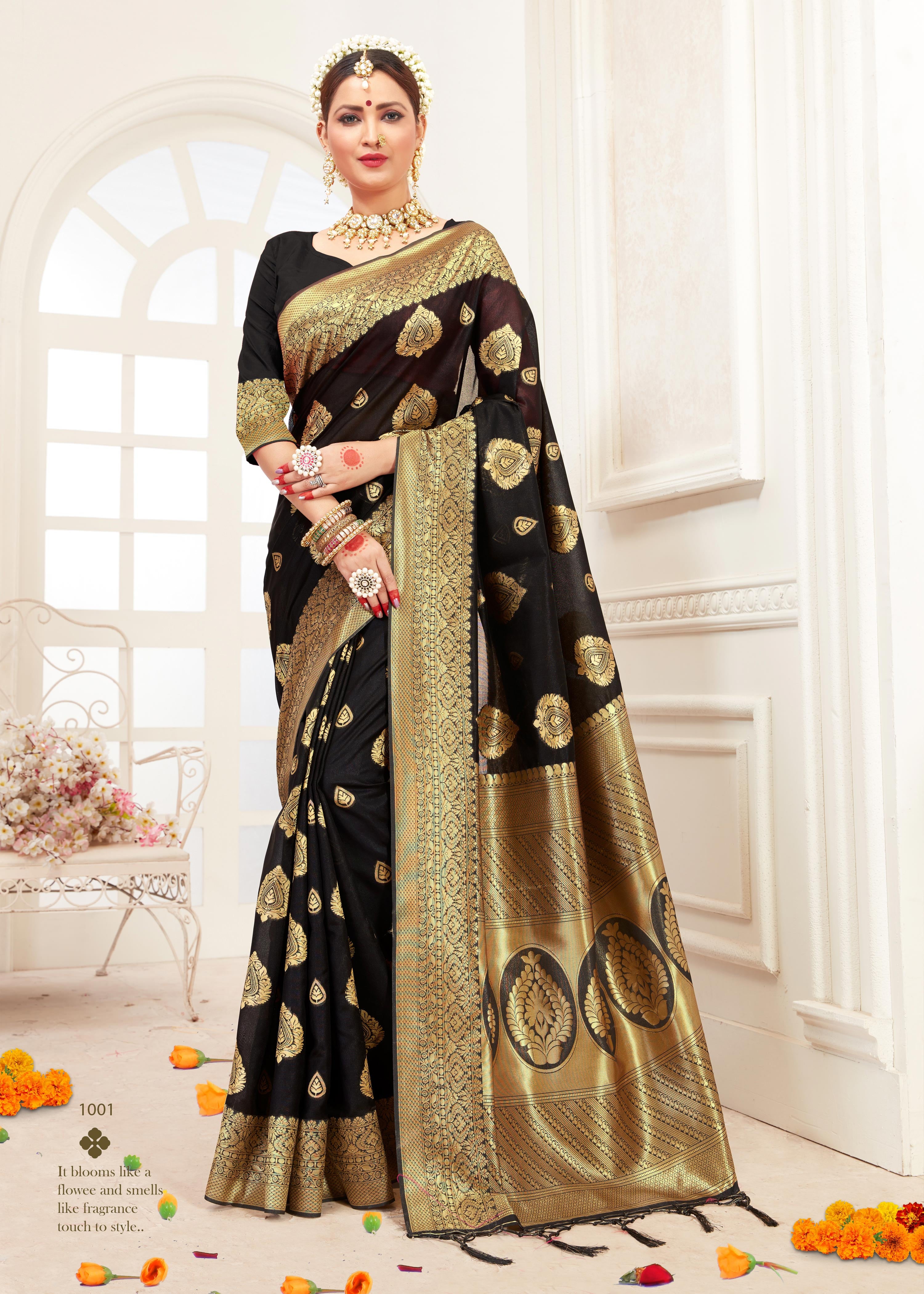 Black Banarasi Art Silk Woven Saree