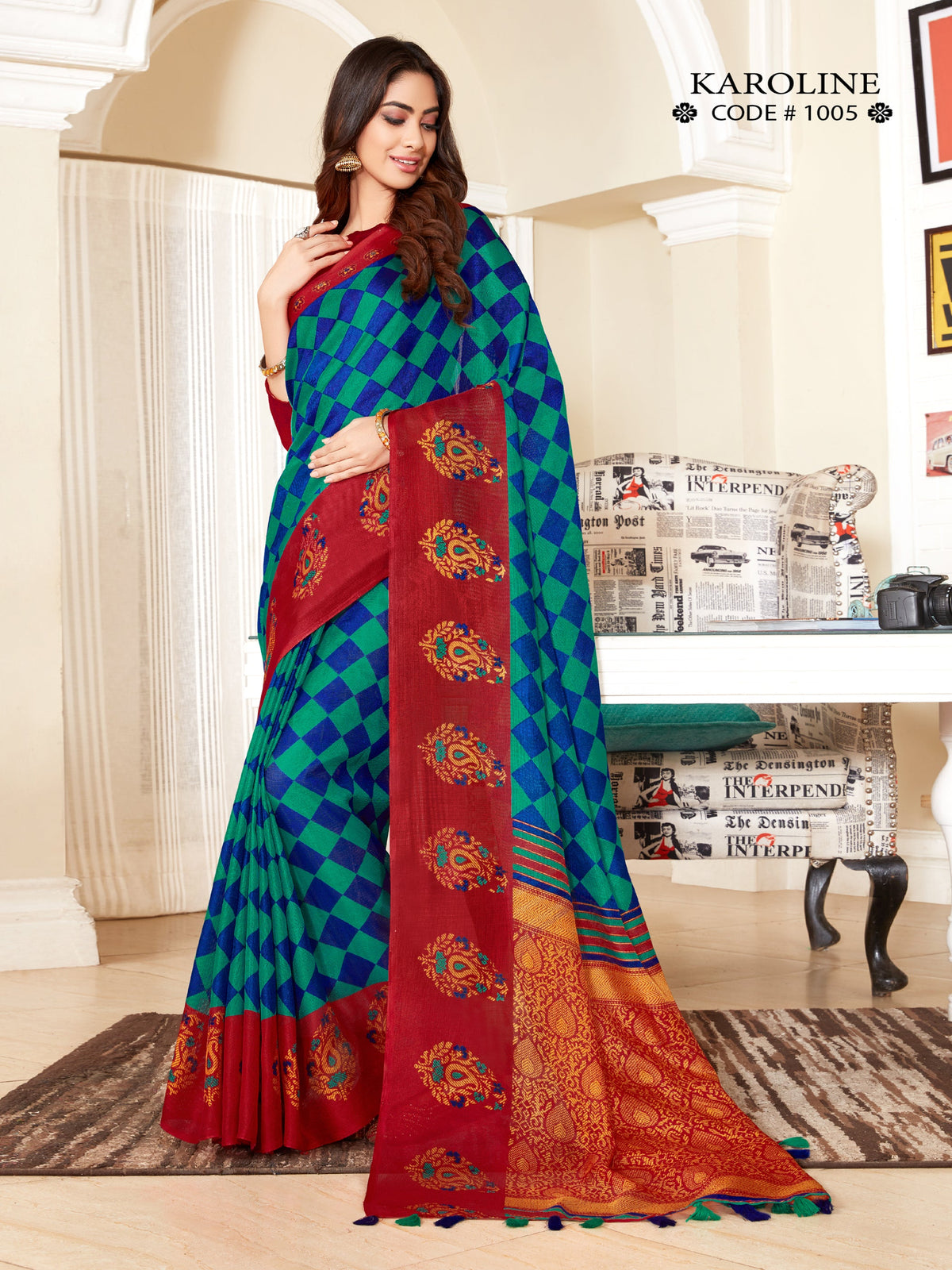 Multi Linen Printed Saree