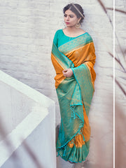 Mustard Banarasi Art Silk Woven Saree