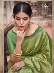 Olive Green Banarasi Art Silk Woven Saree