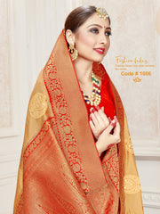 Beige Banarasi Art Silk Woven Saree