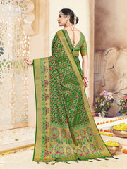 `Green Banarasi Art Silk Woven Saree