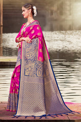 Pink Banarasi Art Silk Woven Saree