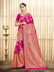 Pink Banarasi Art Silk Woven Saree