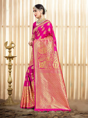 Pink Banarasi Art Silk Woven Saree