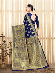 Navy Blue Banarasi Art Silk Woven Saree