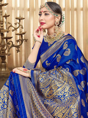 Blue Banarasi Art Silk Woven Saree