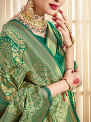 Green Banarasi Art Silk Woven Saree