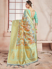 Multi Banarasi Art Silk Digital Print Woven Saree