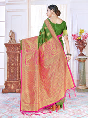 Green Banarasi Art Silk Woven Saree