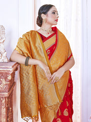 Red Banarasi Art Silk Woven Saree