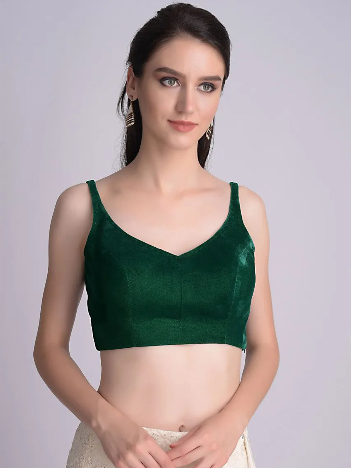 Green Banglori Silk Strap Solid Blouse