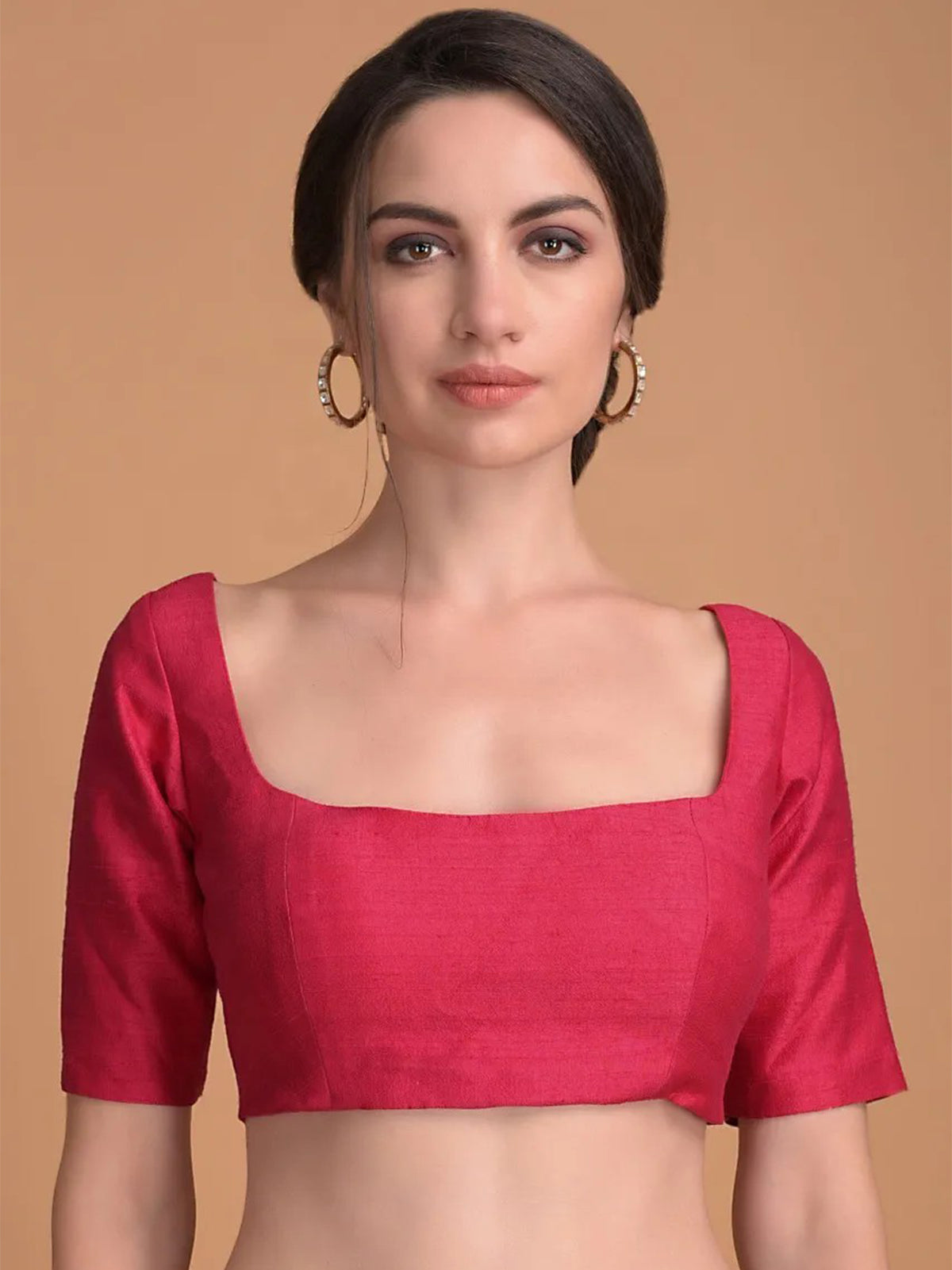 Pink Banglori Silk Half Sleeve Solid Blouse