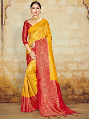 Yellow Banarasi Art Silk Woven Saree