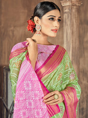 Green Cotton Silk Woven Saree