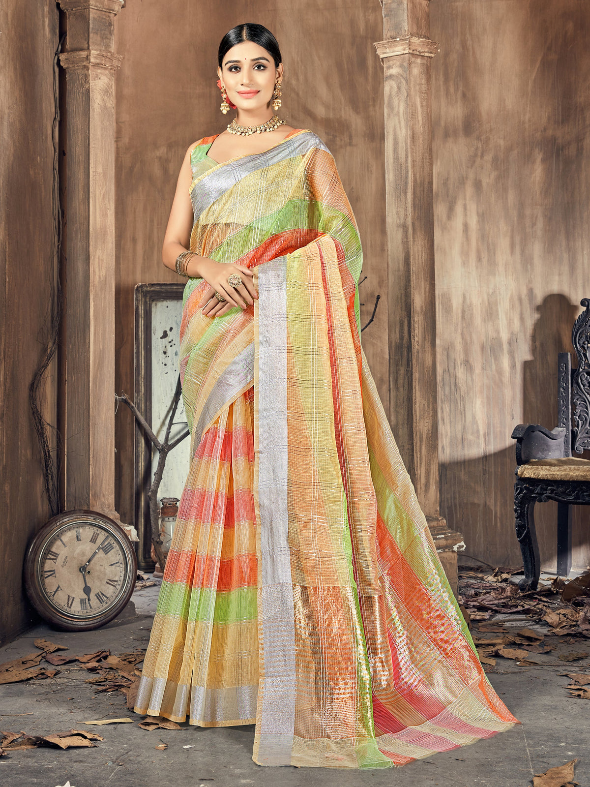 Multi Cotton Silk Woven Saree