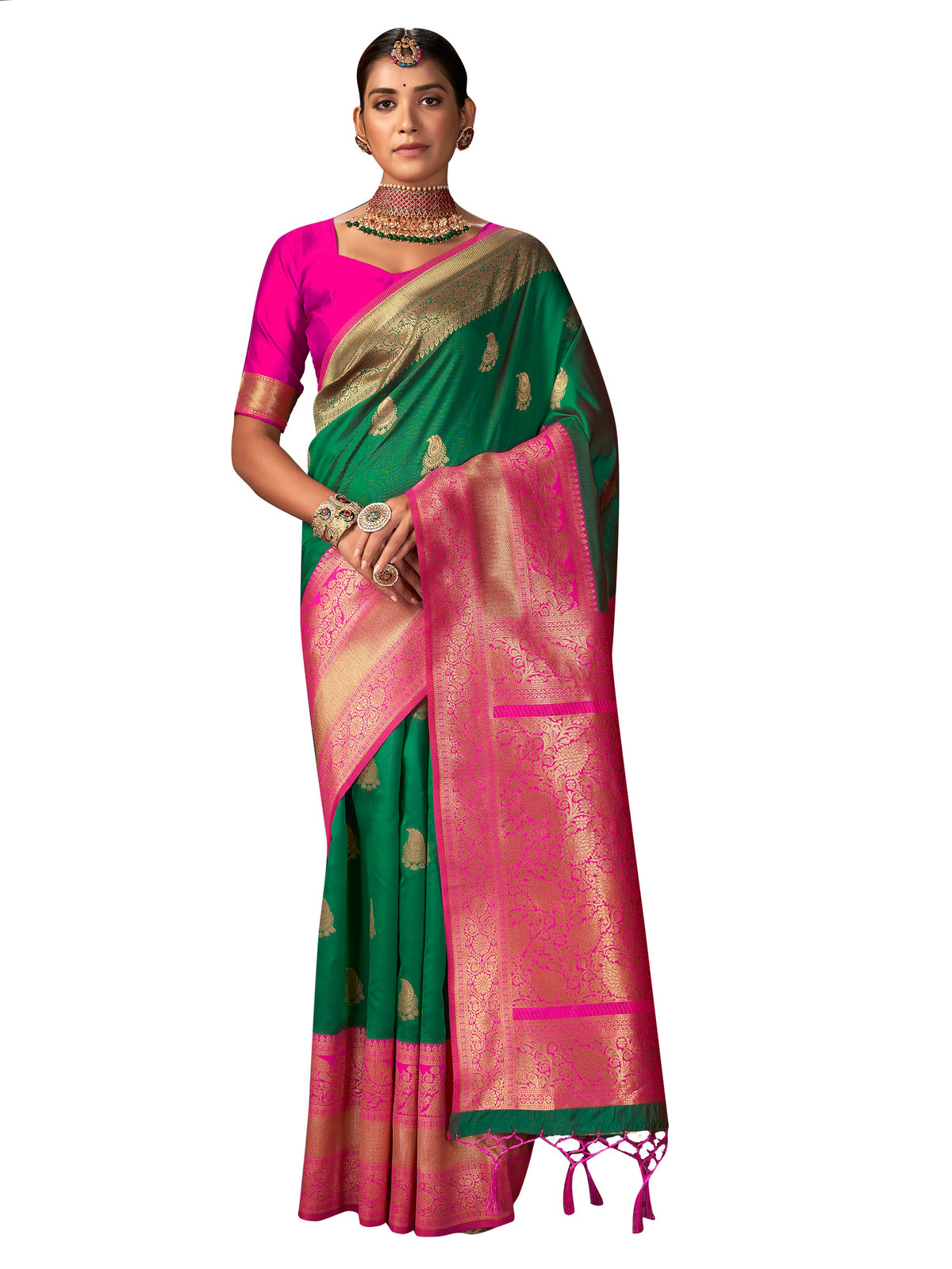 Green Banarasi Art Silk Woven Saree