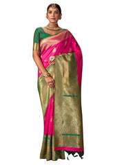 Pink Banarasi Art Silk Woven Saree