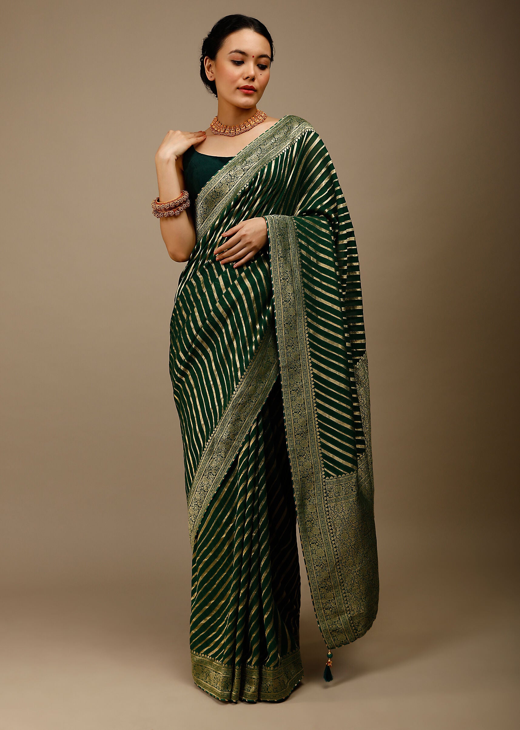 Green Banarasi Art Silk Woven Saree