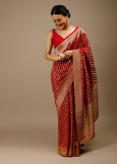 Sari tissé en soie d'art Banarasi rouge