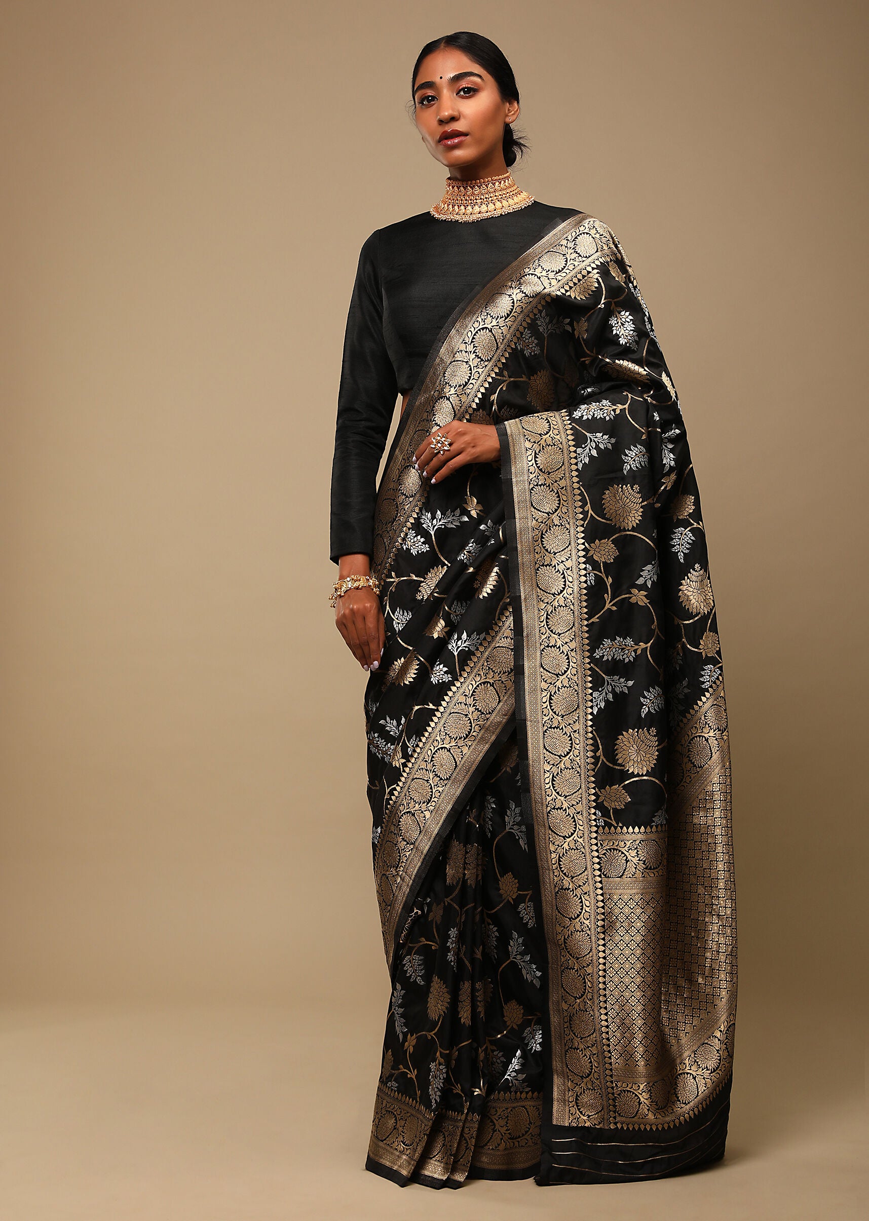 Black Banarasi Art Silk Woven Saree