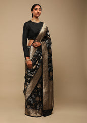 Black Banarasi Art Silk Woven Saree