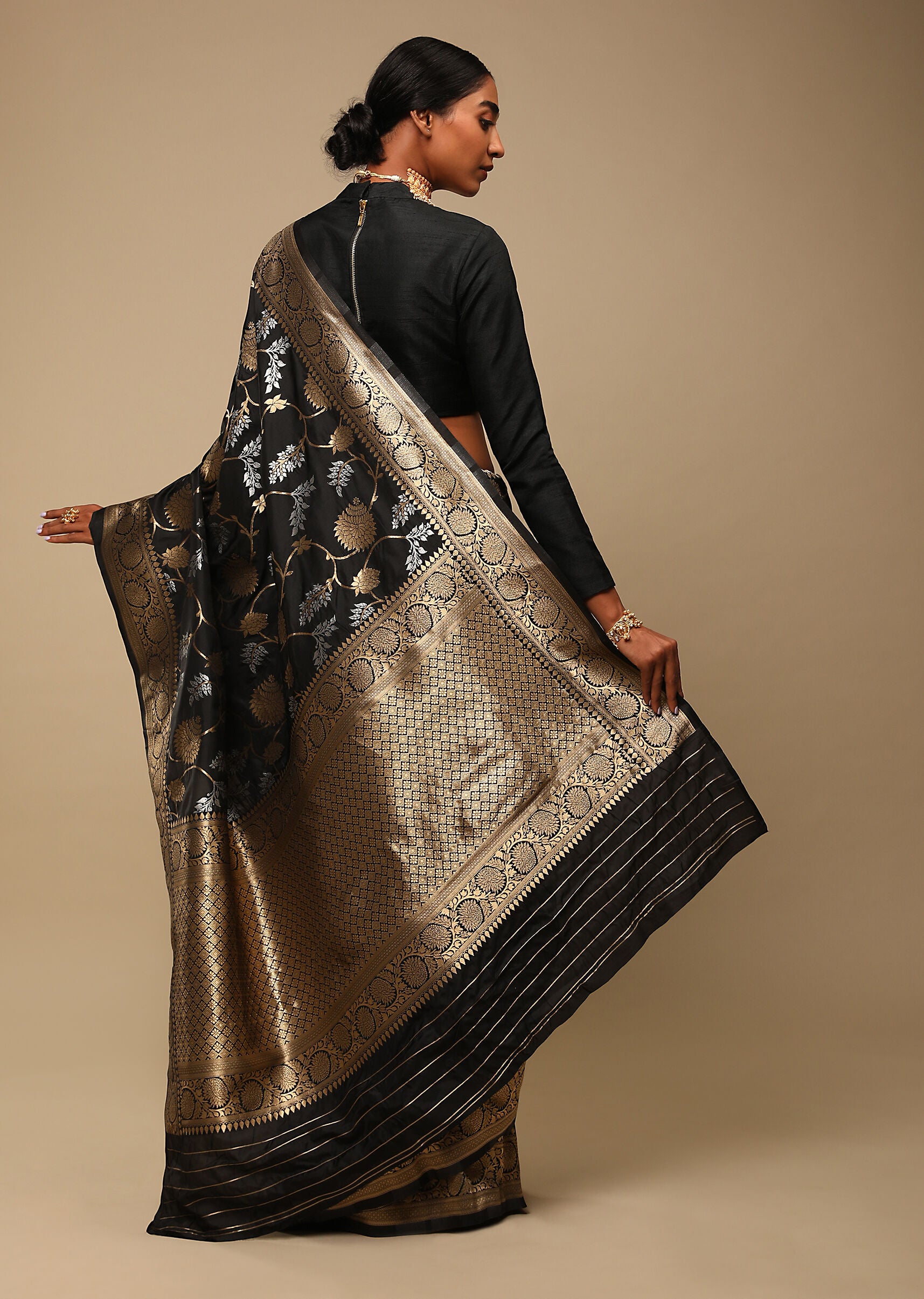 Black Banarasi Art Silk Woven Saree