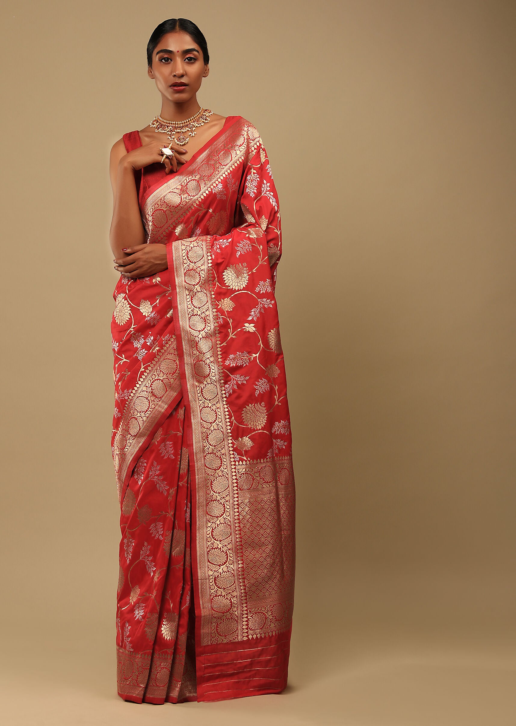 Pink Banarasi Art Silk Woven Saree