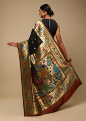 Black Banarasi Art Silk Woven Saree