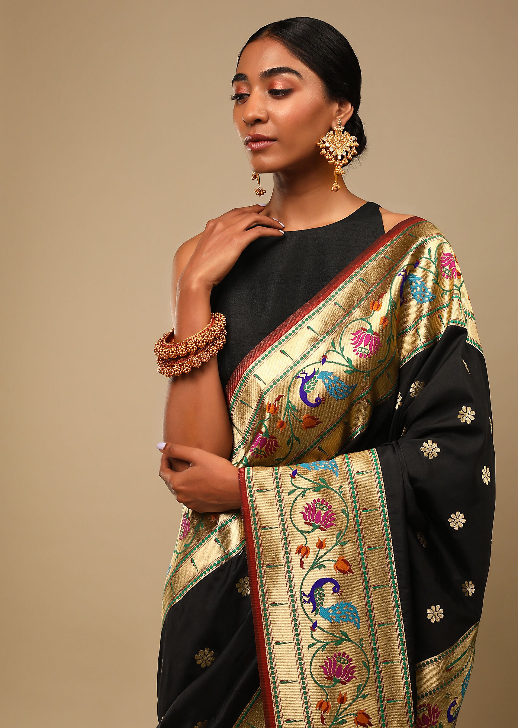 Black Banarasi Art Silk Woven Saree