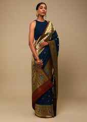 Blue Banarasi Art Silk Woven Saree