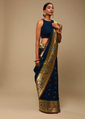 Blue Banarasi Art Silk Woven Saree